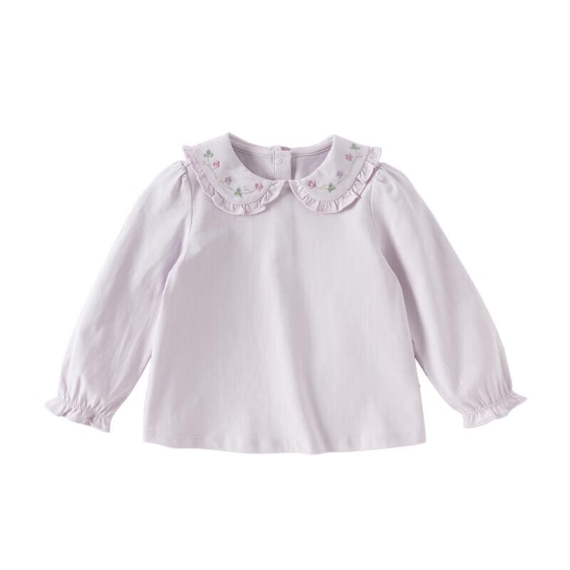 DAVE&BELLA Girls' Long Sleeve Embroidered Knit T-Shirt