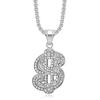 Europa, Amerika, Hip-Hop, Schmuck, Vergoldeter Diamant Dollar Symbol Anhänger Halskette