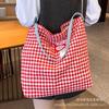 Korean version ins plaid tote bag women's 2025 new foreign style versatile messenger bag large-capacity commuter shoulder bag