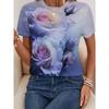 Creative Flower 3D Printed Short Sleeved T-shirt Fashionable Comfortable Soft Breathable Large Loose Womens T-shirt
