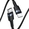 Durable Nylon Cable USBC PD Iphone Lightning 18W QC30 1m Black Gray