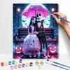 Disney Nightmare Before Christmas Painting Kit Home Bedroom Wall Decor Handmade Gift Romantic Jack and Sally Pink Moonlit Night Art
