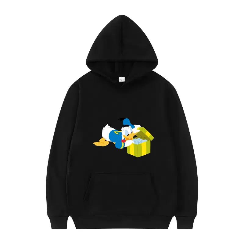 Disney Donald Duck Muster Damen Fleece Sportlich Locker Grau Herbst Oberteile Kleidung Pullover Damen Günstig Y2k Hoodies Herren Sweatshirts