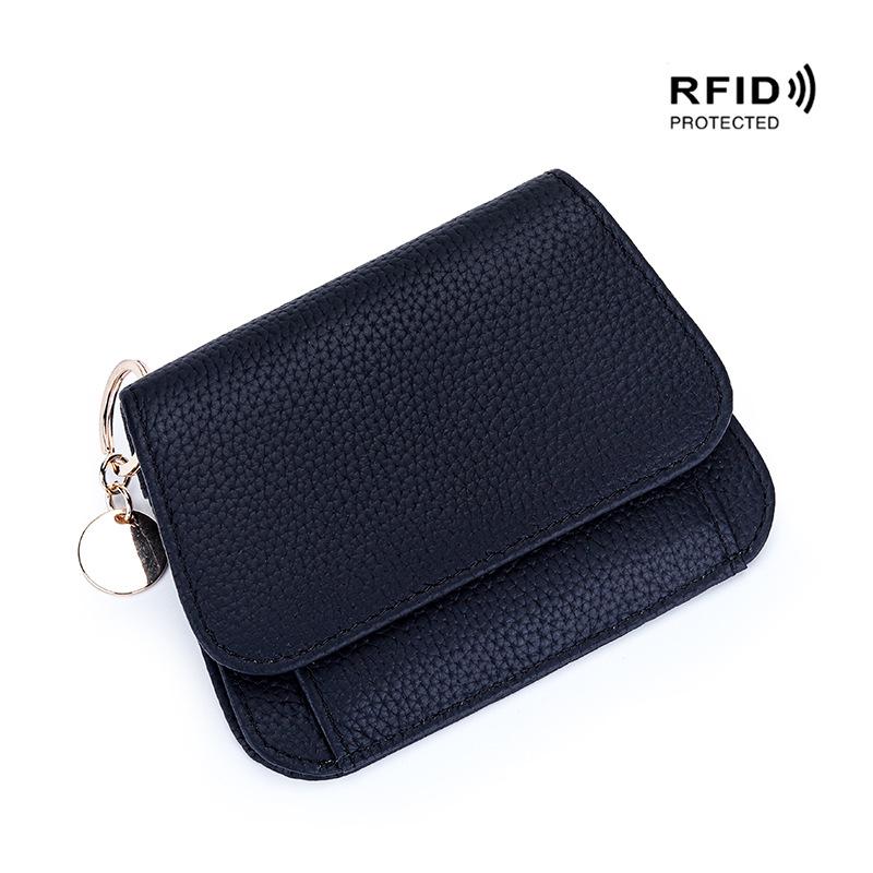 

RFID Genuine Cowhide Leather Women s Short Wallet with Multi-Card Slots, Coin, and ID Holder - Japanese & Korean Fashion