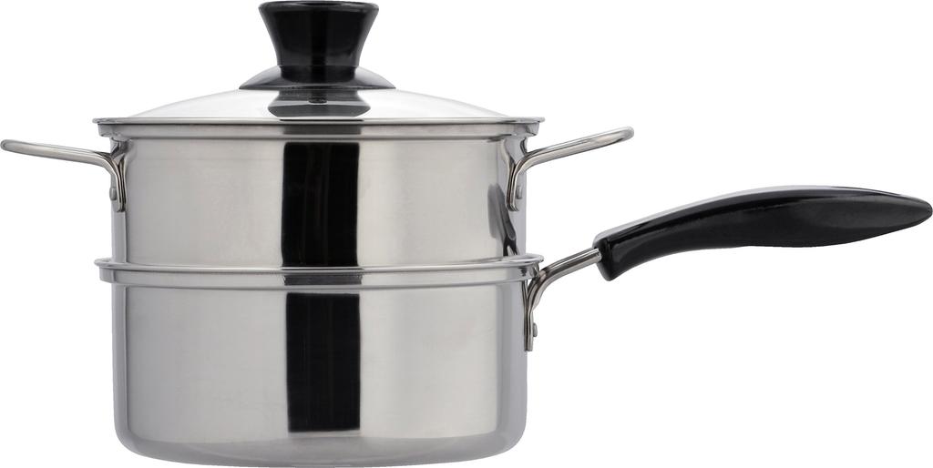 Wahei Freiz Pot with IH Stainless Nabeya Daisaku One-handed Two-tiered Steamer, 18cm, Compatible, Steel, NR-7732