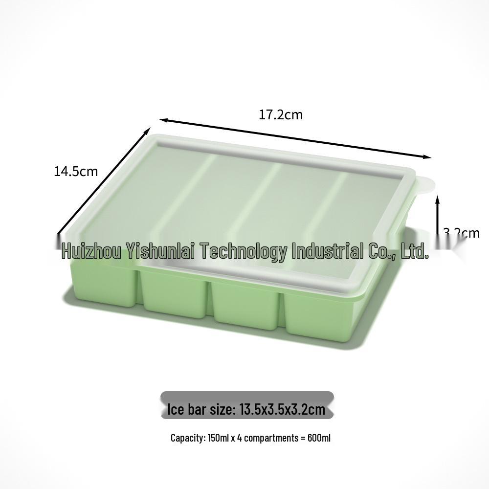 Silicone Ice Cube Tray with Lid: 4-Grid Frozen Soup & Food Storage Box