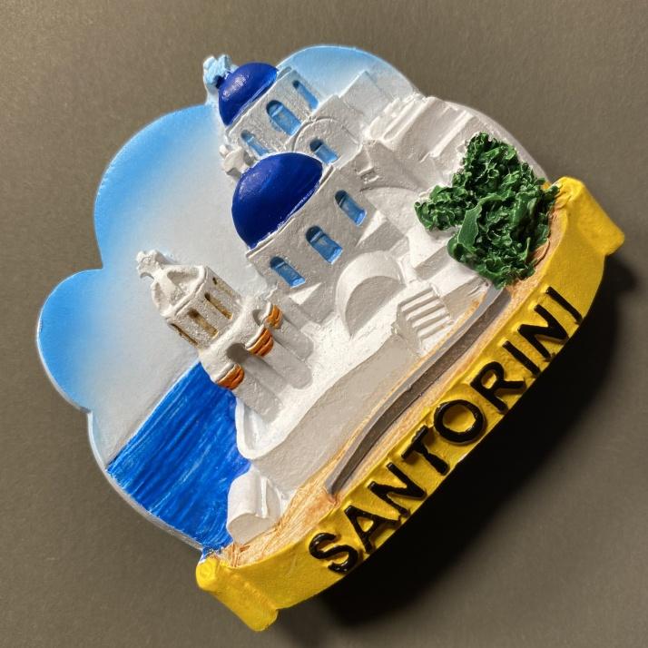The Blue Dome Stereoscopic Church of Santorini, Greece Fridge Magnets Tourist Souvenir Refrigerator Stickers Commemorative Home Decoration