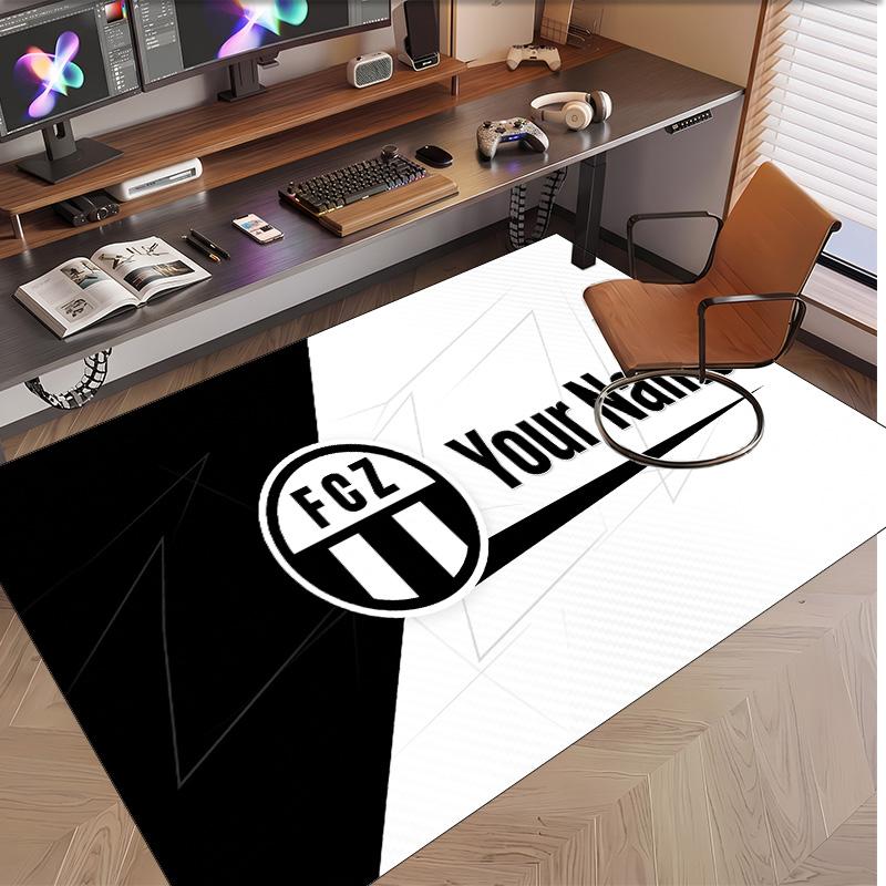 Personalized Crystal Velvet Carpet FC Zürich Pattern Non Slip Floor Rug