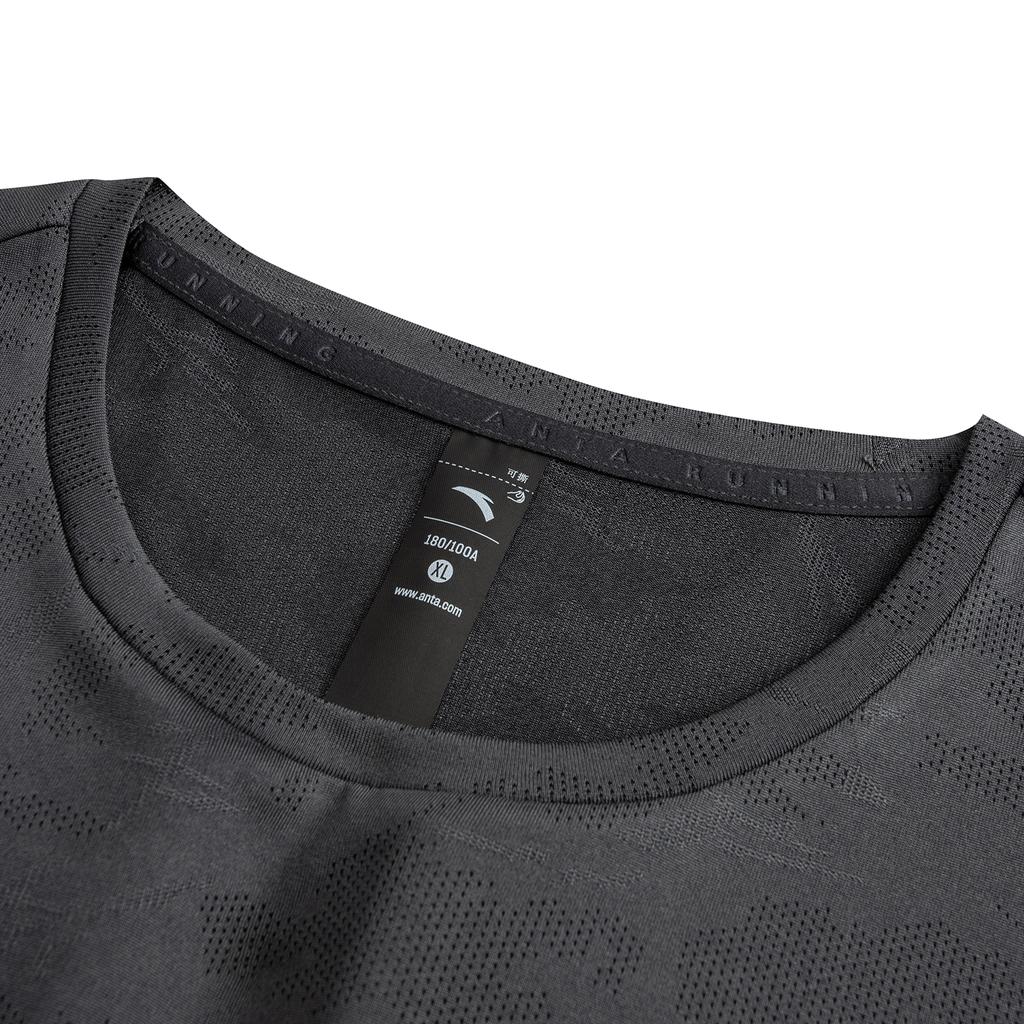 Anta Running Series Short Sleeve Knitted Shirt Summer 2026 T-Shirt Men tops Basic-Black Flower-Gray 952625109-3