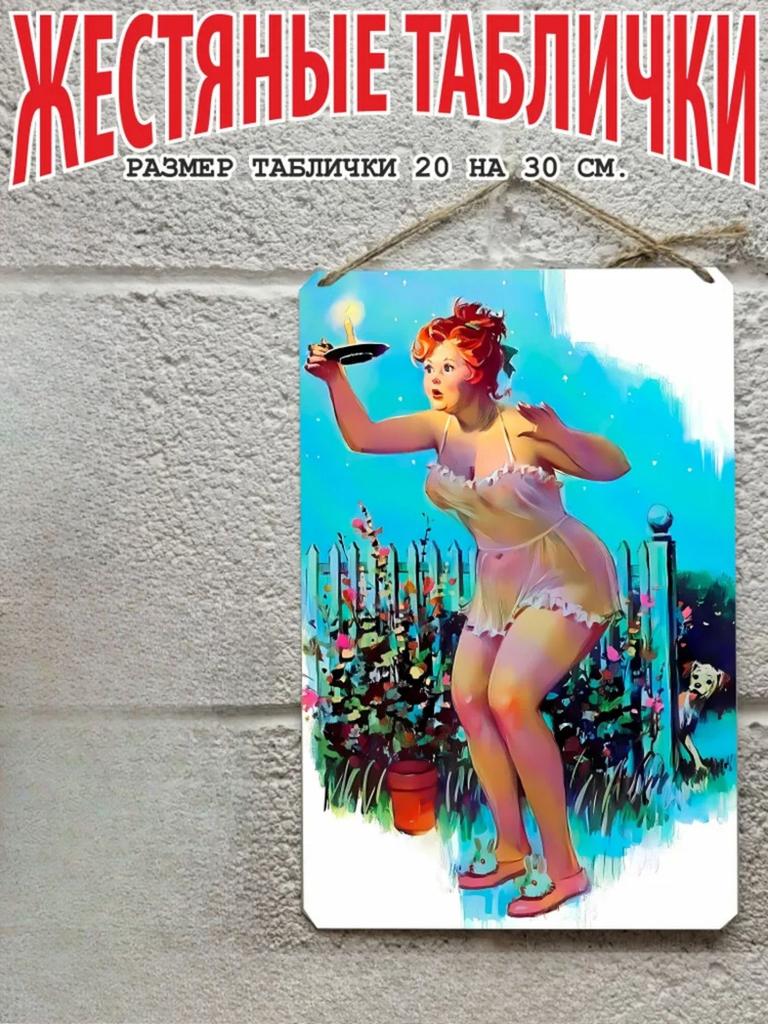 Hilda the Plus Size Pin Up Metal Poster 20x30cm, Vintage Retro Wall Art Decor