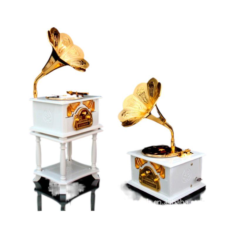 Vintage Grammophon Spieluhr - Aufziehbares rotierendes Ornament und kreatives Geburtstagsgeschenk Musikinstrument