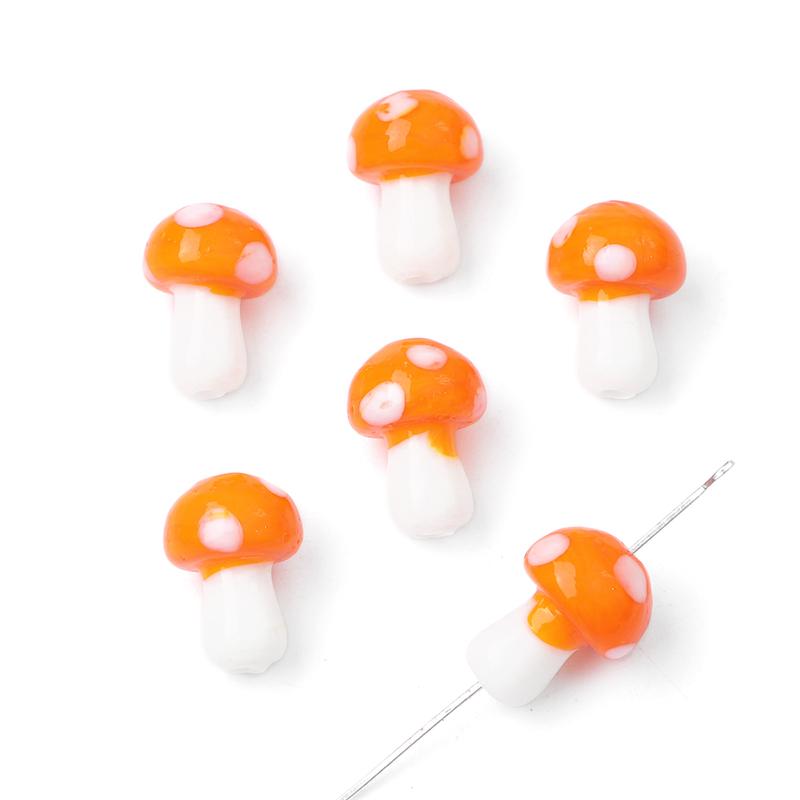 5-25Pcs Glazed Mushroom Glass Beads For DIY Jewelry Making Necklace Bracelet Earrings Craft Accessories