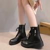 Fashion 2025 New Boots Ladies Lace-Up Shoes for Women Warm Platform Zipper Black Casual Comfortable Ankle Boots