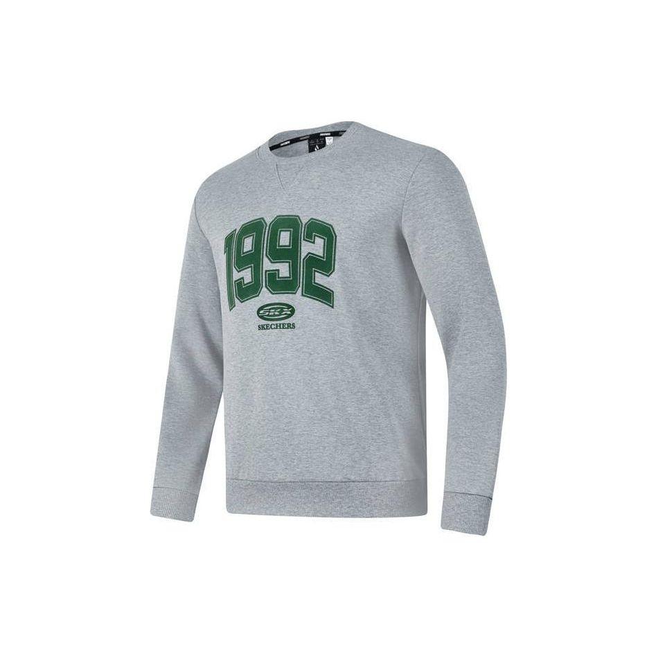 Skechers Letter Number Round Neck Pullover Sports Warm Sweatshirt Unisex Sweatshirt Heather-Gray P423U021-00RP M