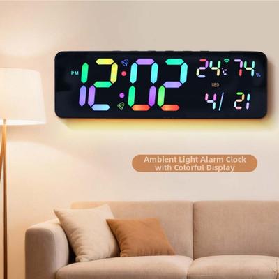 RGB Electronic Wall Clock 360x115x23mm Light Sensor Perpetuals Calendar Versatile Timer Type C Power Supply Home Parts
