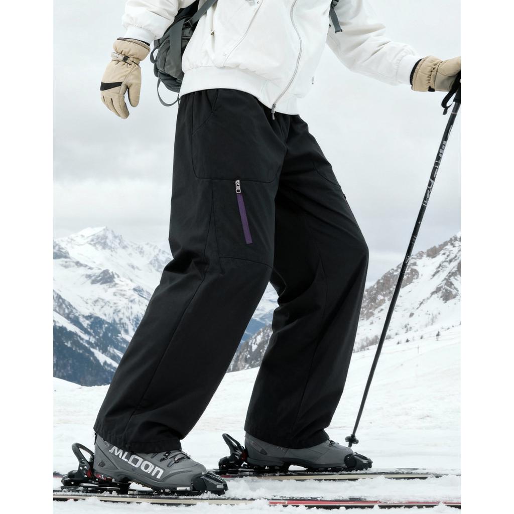 Outdoor Sports Mountaineering Cotton Pants Men's Winter New Thickened Thermal Paratrooper Pants Contrasting Color Zipper Tooling Casual Trousers