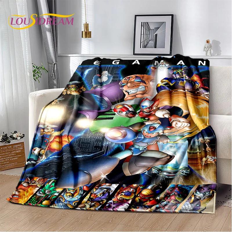 Retro Cartoon Rockman Mega Man Spel Zachte Dekens, Houd Warm Plaid Comfortabele Deken voor Picknick Bedden Bank Huis Slaapkamer