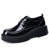 Spring and Summer New Breathable Men's Big Head Leather Shoes Platform Sole Patent Leather Glossy Business Casual Shoes Hairstylist Trendy Shoes