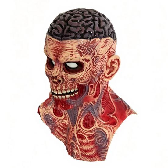 Full Head Masque with Neck Coverage Scary Zombie Masque, Adults Horror Latex Hood Creepy Cosplay Costume Accessories Realistic Skeleton Halloween for