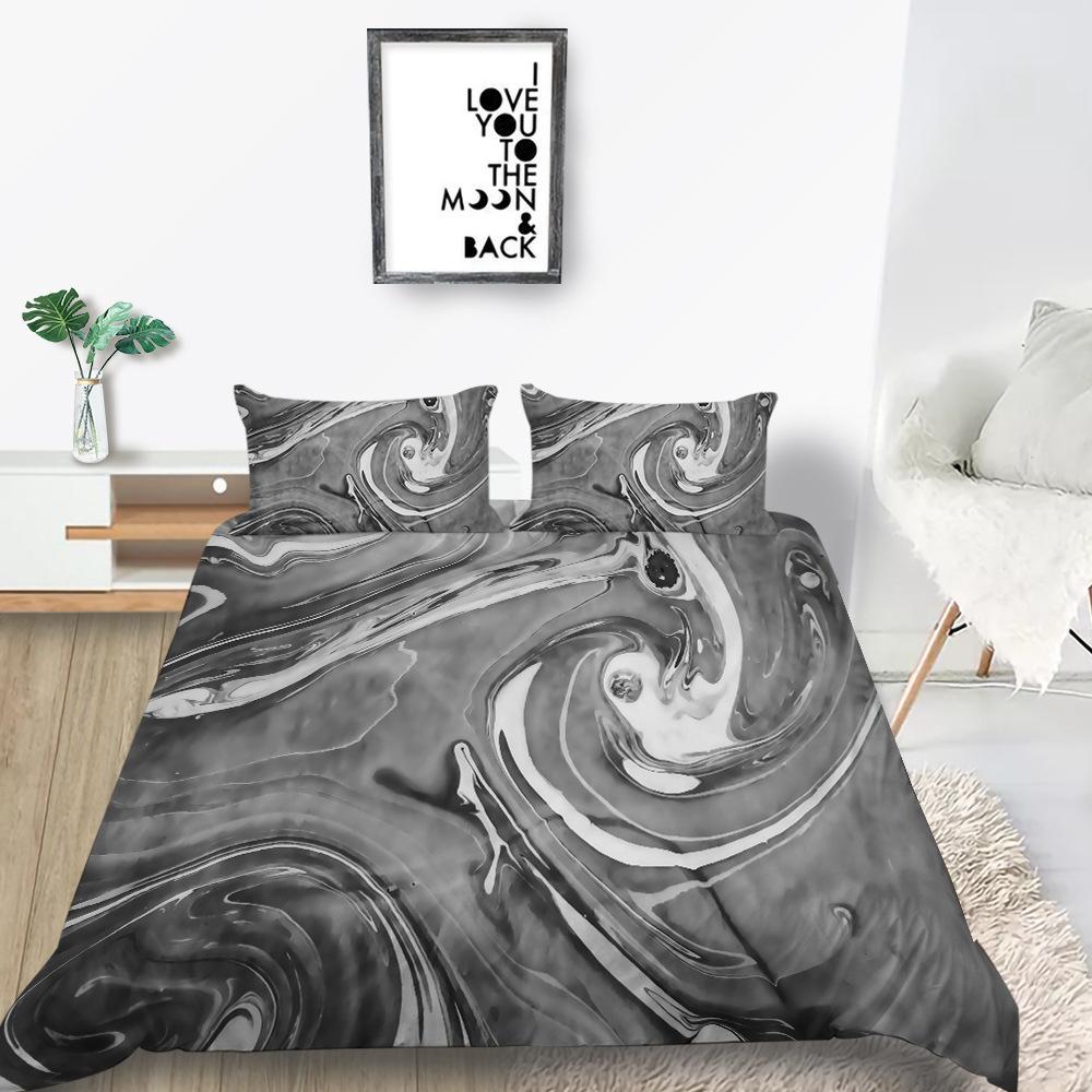 Marble 3D Digital Printing Quilt Cover Pillowcase Two Three Piece Set Polyester