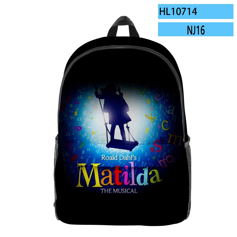 Klassieke Roald Dahl's Matilda the Musical Film leerling Schooltas Notitieboek Rugzakken 3D Print Oxford Waterdichte Reizen Rugzakken