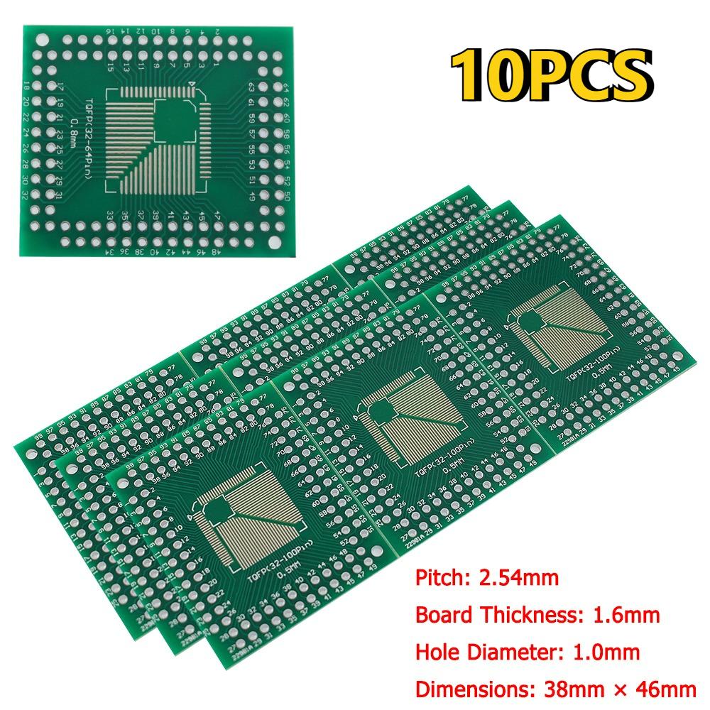10/20pcs Adapter PCB Board SMD FQFP TQFP 32 44 64 80 100 LQFP SMD DIP Switch 0.5/0.8mm PCB Kit