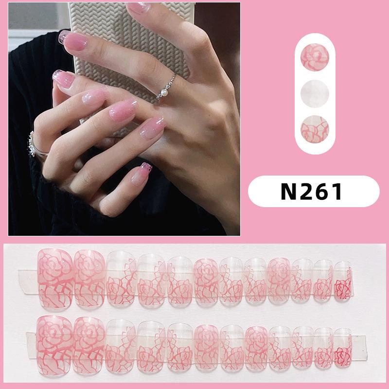 French Minimalist Transparent Rose Press-On Nails - Pure Desire Niche Nail Art Stickers