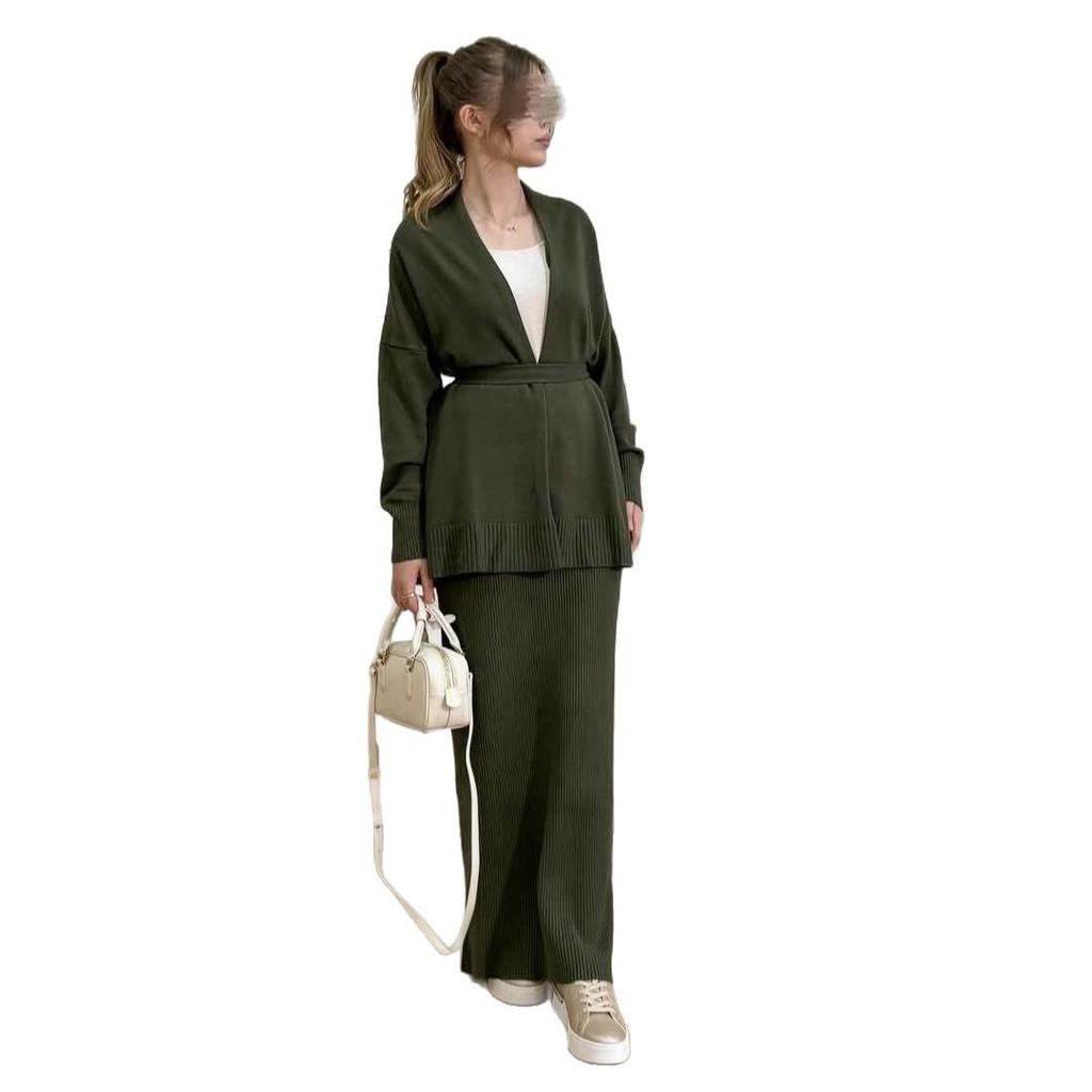 2025 Autumn Lace-Up Knit Sweater Cardigan Dress: Warm, Versatile, and Stylish for Cross-Border Fashion
