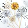 4Pcs/lot Mini Paper Fan Cake Topper Cupcake Toppers Kids Birthday Party Baby Shower Cake Decoration Flags Wedding Favor Supplies