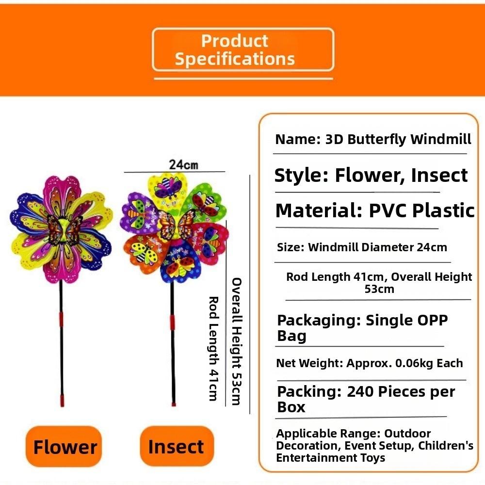 Colorful Plastic Dance Butterfly Windmill Standing Lawn Flower Pinwheel  Outdoor Party Picnic Decor