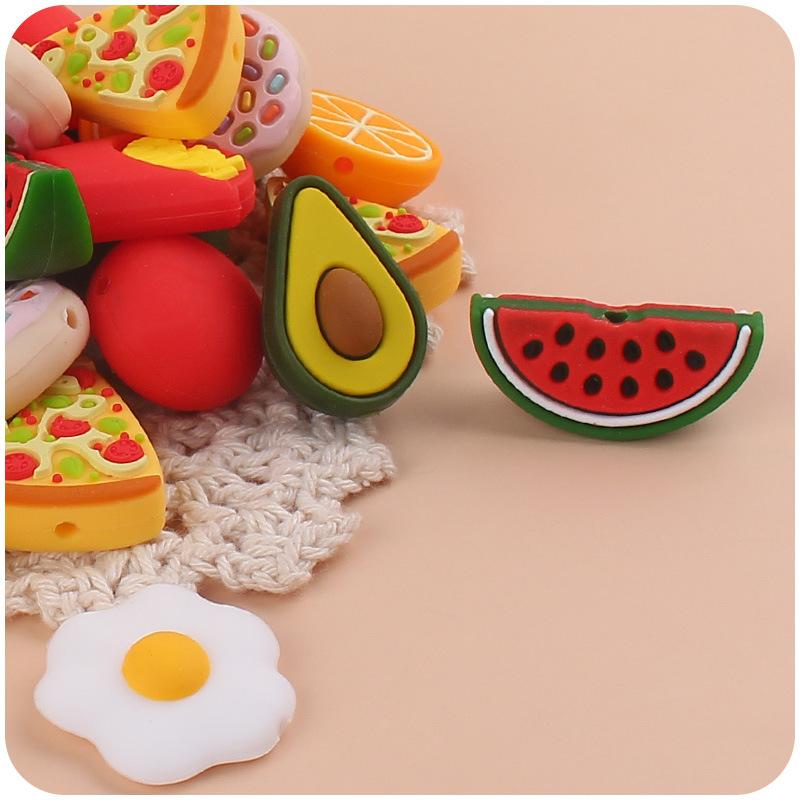 1PC New Cartoon Fruit Silicone Beads for Baby DIY Pacifier Chain Bracelet Toy Teething Baby Feeding Stroller Accessories