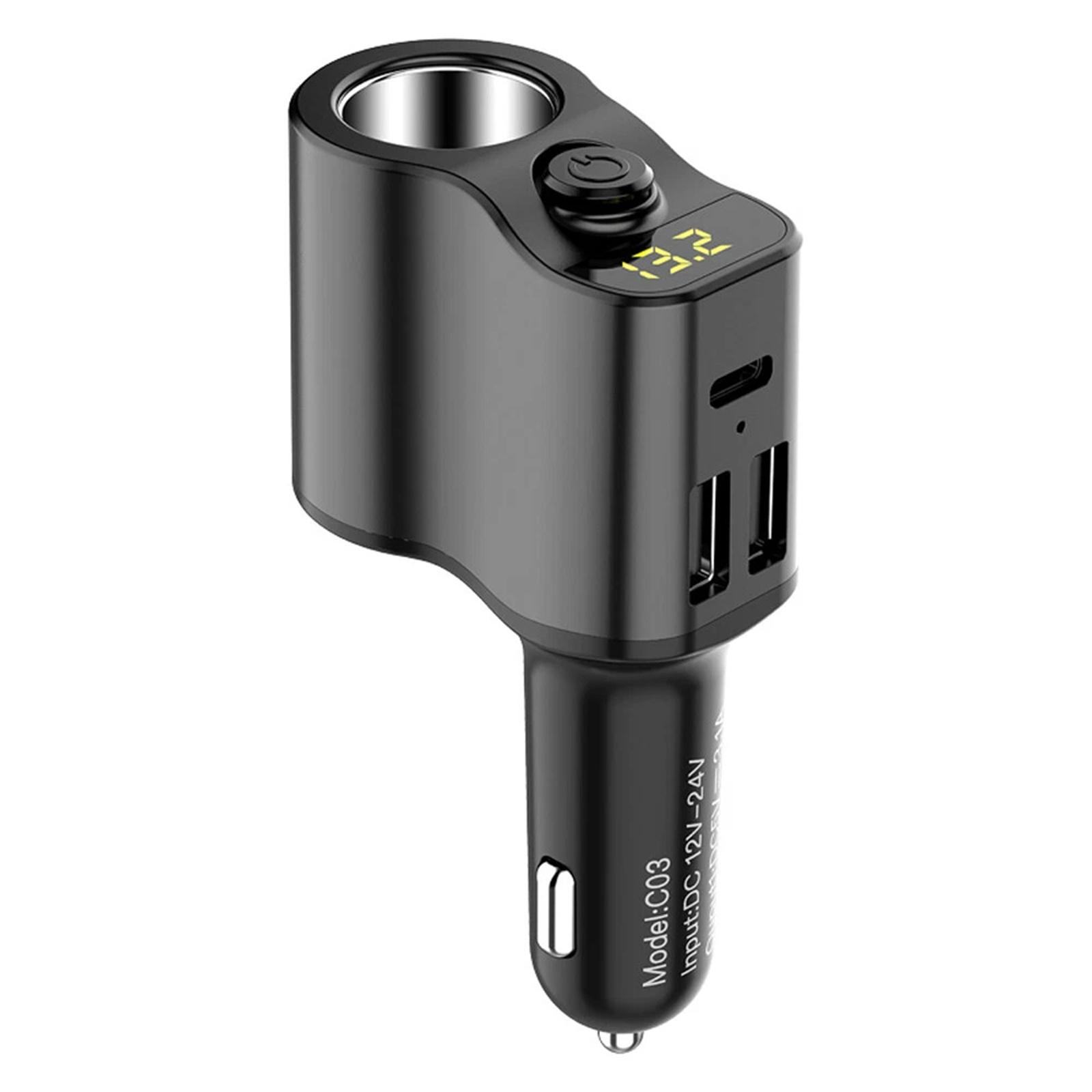 

80W Car Lighter Socket Splitter Car Charger Adapter USB Type-C PD Port One Size