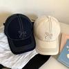 Hat Female original versatile sweet bow embroidered baseball cap spring and summer plaid cap showing small face