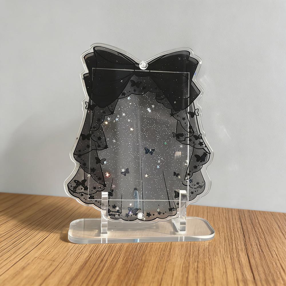 New Black Veil Photo Frame with Bow Star and Glitter Card Holder Star Chasing 3-inch Small Card INS Style Storage Display Frame