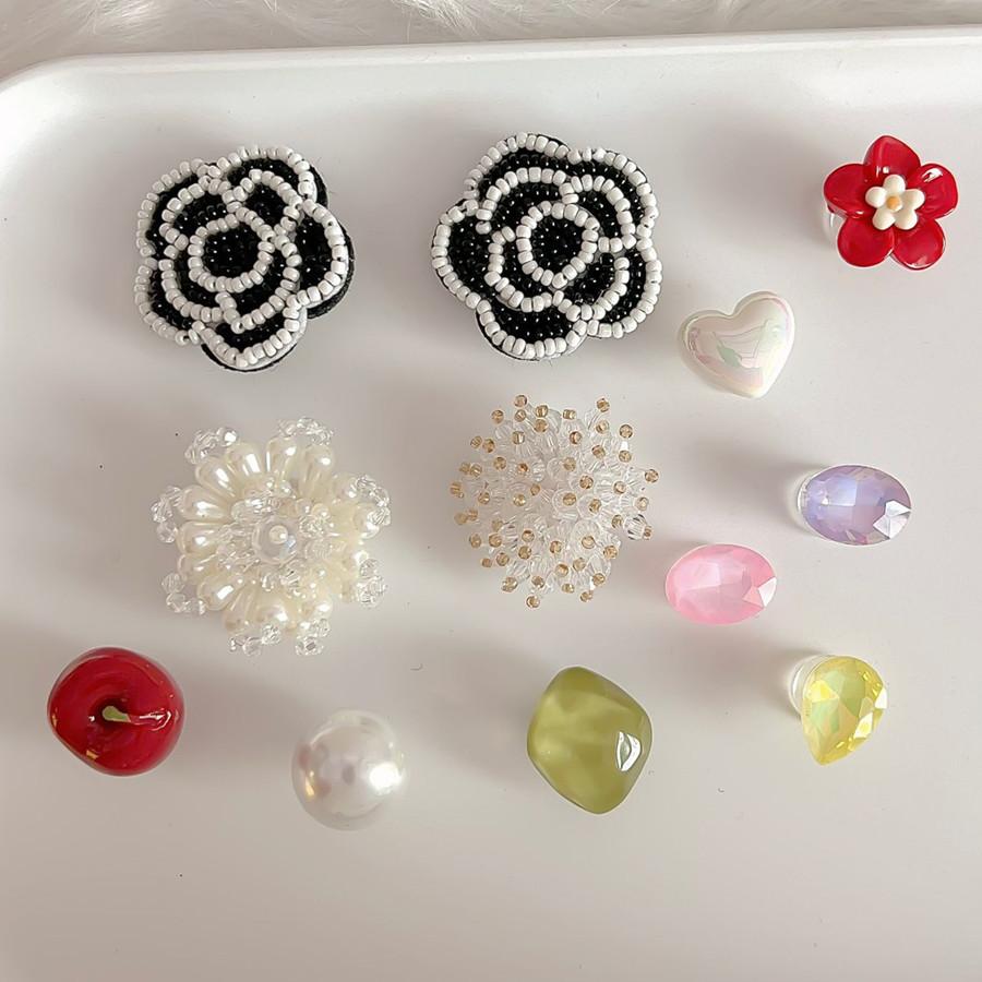 12 Stück/Set Handgefertigte Perlenschnalle Gelee-Schuhe Dopamin-Kristallschuhe Zubehör DIY Dekorative Schuhblume Hausschuh-Schnallen