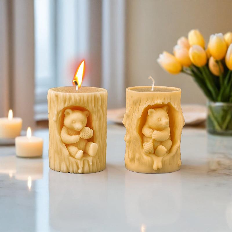 3D Cute Squirrel Aromatherapy Candle Mold DIY Creative Simulation Koala Relief Cylinder Resin Mold Cement Gypsum Home Decoration
