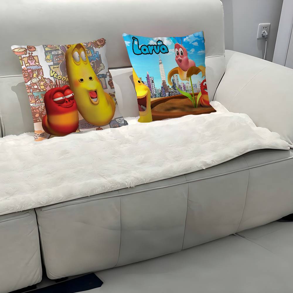 CUTE Cartoon L-Larva Pillow Case Removable Washable Cushion Cover – All-Season Soft Linen