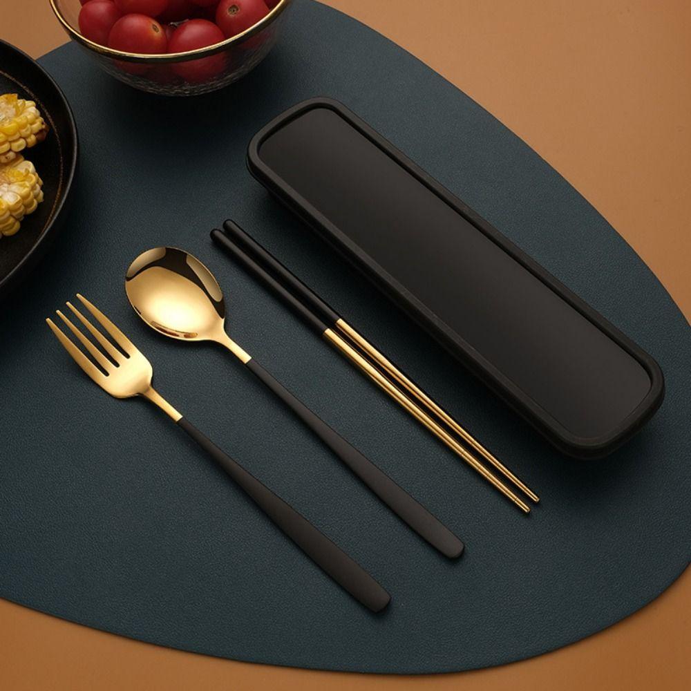 Stainless Steel Tableware Set 3 in 1 Travel Cutlery Set Gift Travel Flatware  Bar Accessories