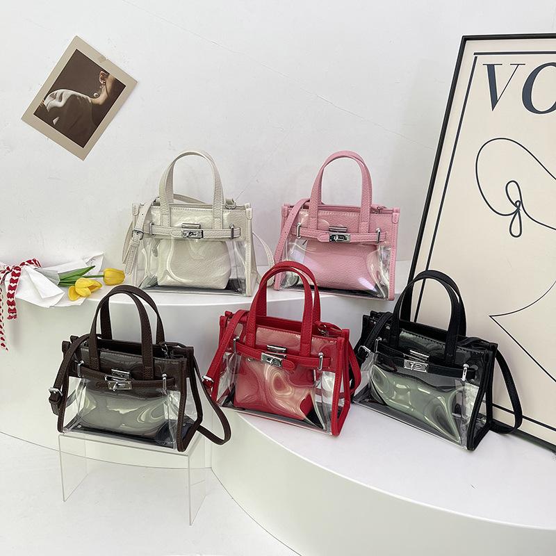 Spring and summer popular transparent bag women 2025 new Korean version of fashion niche versatile messenger mother and child jelly bag