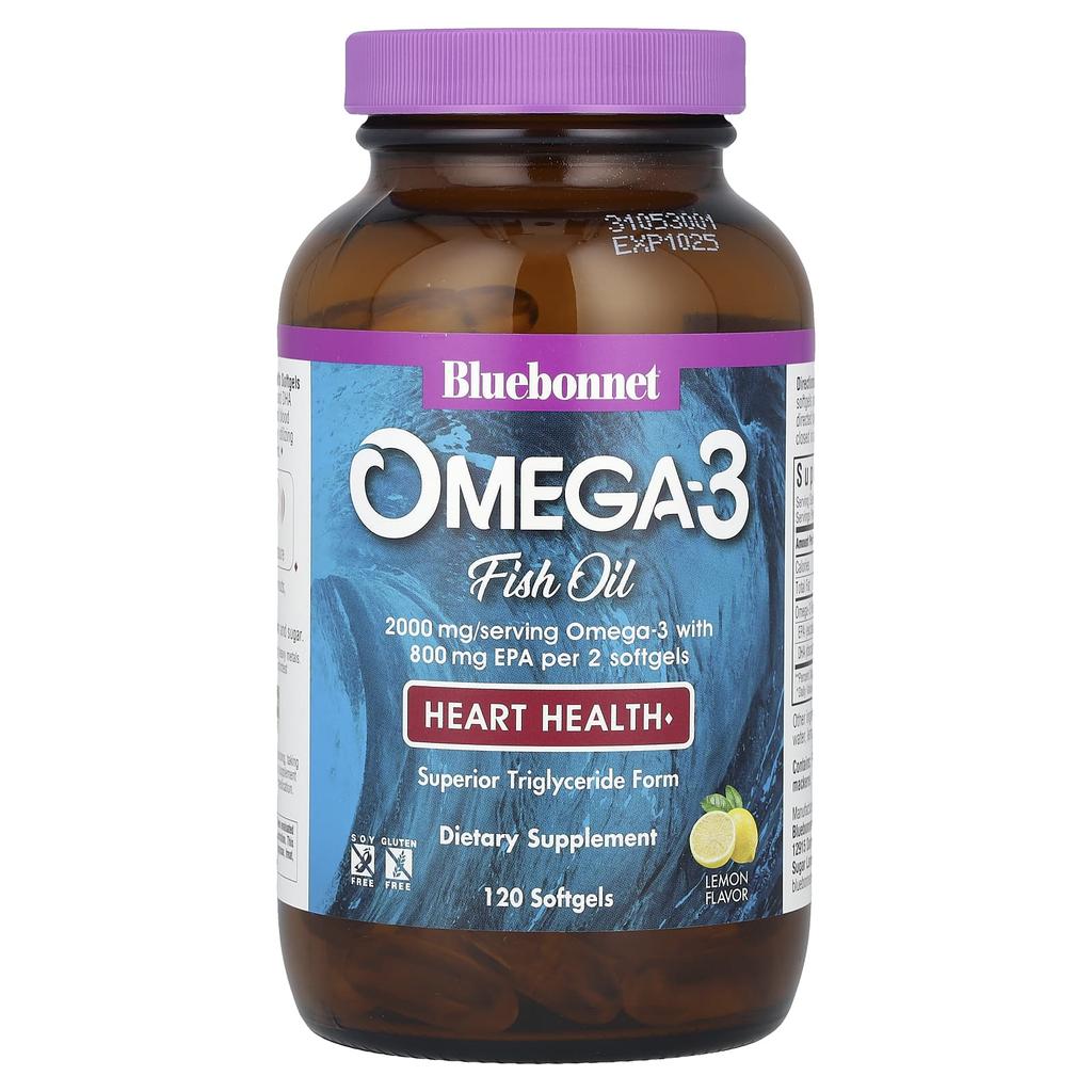 Omega-3 Fish Oil, Heart Health, Lemon Flavor, 120 Softgels (1,000Mg per Softgel)