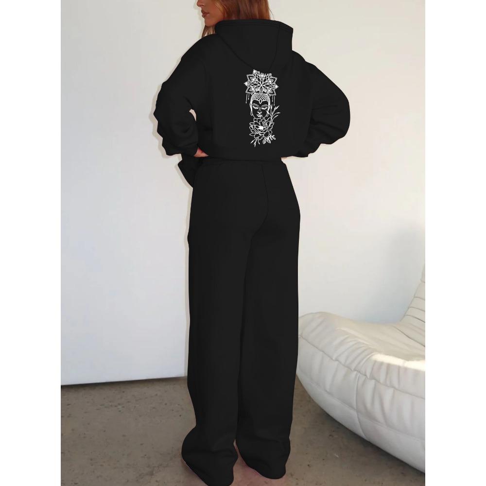 Women's Pullover and Wide Leg Sweatpants Set Are Fashionable and Comfortable Streetwear, Perfect for Autumn and Winter Women's Clothing