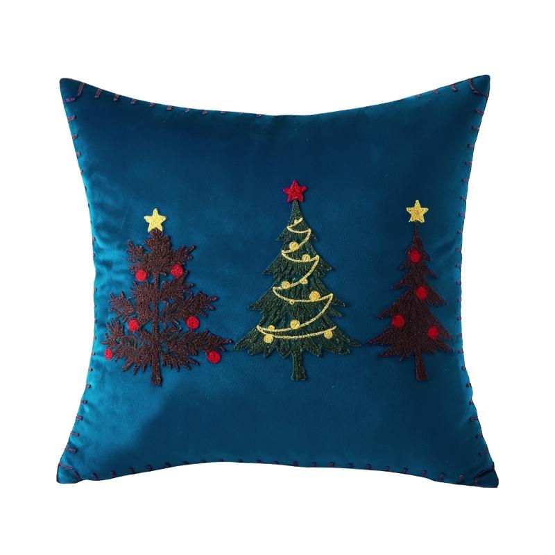 

Festive Plush Pillowcase Christmas Tree Design Throw Pillow Cover Short Plush Component For Sofa Bed Decoration синій