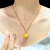 Shop Style Gold Lotus Seed Micro-Pave Brushed Pendant Necklace with Braided Rope – Light Luxury, Simple Design.
