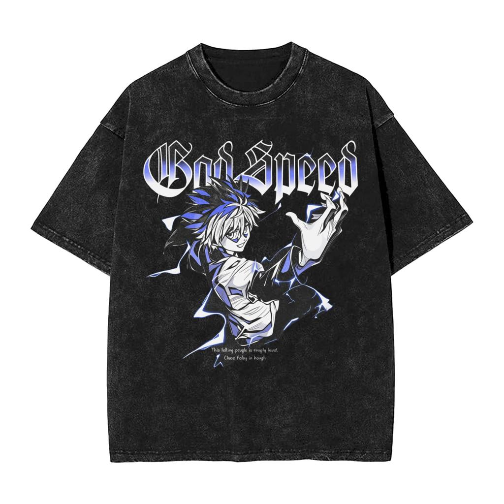 Anime Hunter X Hunter Printed Tshirt Mens and Womens Washed Tshirt High Quality Vintage Cotton Tshirt Harajuku YK Top