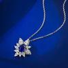 New S925 Silver Style 2 Carat Blue Luxury Set With 5A Zircon Full Necklace Fashion Versatile Jewelry