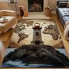 Lighthouse and World Map Pattern Carpet for Bedroom Living Room Bedside Sofa Floor Mat Modern Home Decor Area Rug Large Size