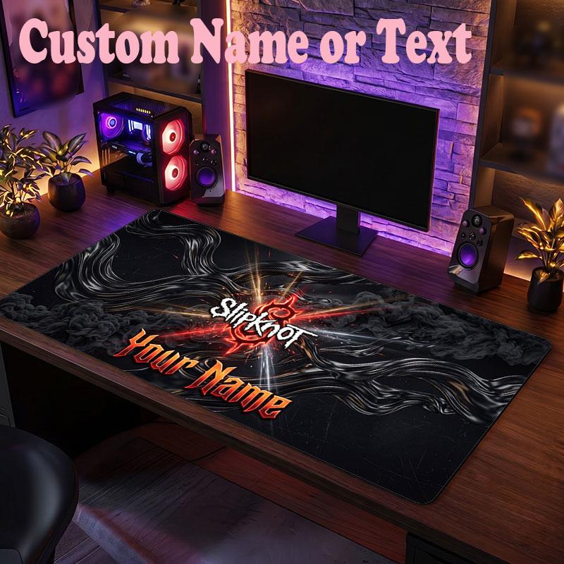 Tappetino per Mouse Slipknot con Nome Personalizzato, Tappetino Grande per Scrivania, Regalo Personalizzato per Ufficio Domestico