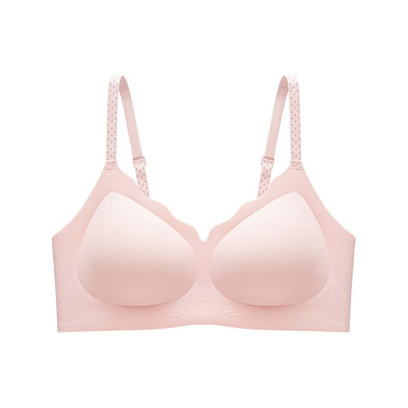 Splicing polka dots, breathable mesh, non-marking gathering, upper support, sub-breast fixing cup, comfortable bra
