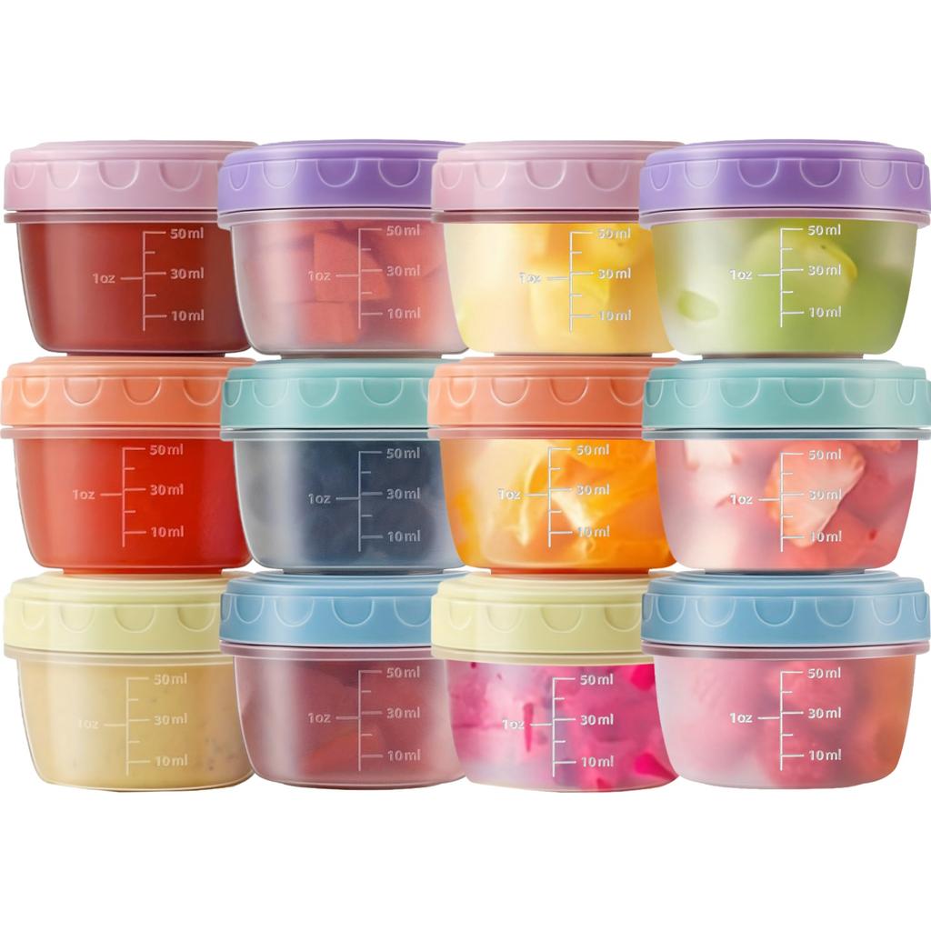 6/12PCS 2oz Salad Dressing Containers with Lids Leakproof Microwave Safe Sauce Cups for Lunch Box Picnics Meal Prep Kitchen Stor