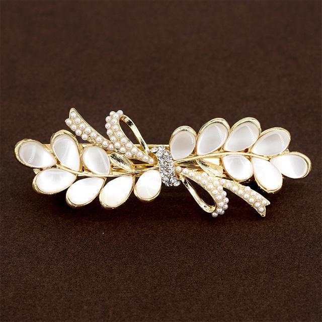 

Новая роскошная опаловая заколка-автомат, модная заколка для волос с цветком, стразами и цирконом, заколка для хвостика, элегантные женские корейские аксессуары для волос